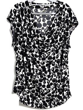 Worthington Women’s Size 3X Black & White Abstract Print Cowl Neck Blouse